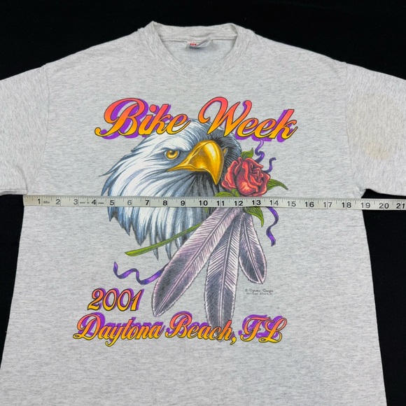 Vtg 2001 Bike Week Mens T-Shirt Sz Medium Y2K Double Sided Eagle Rose B2 - Picture 10 of 11